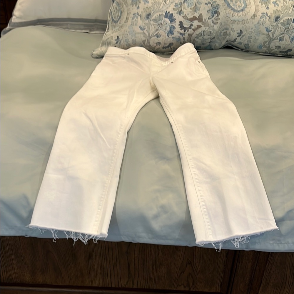 Spanx Never Worn White Frayed Hem Jeans